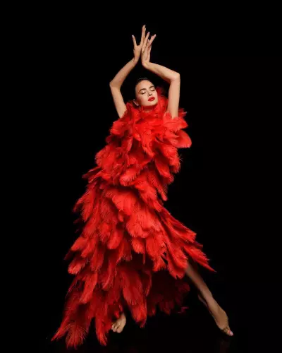 Сукня з пірʼя Червона